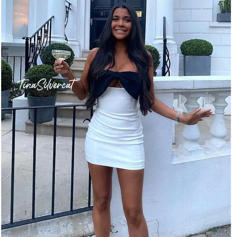 BLOGGER'S FAVE! Zara Strapless Bow Mini Dress White Black NWT - Picture 11 of 17